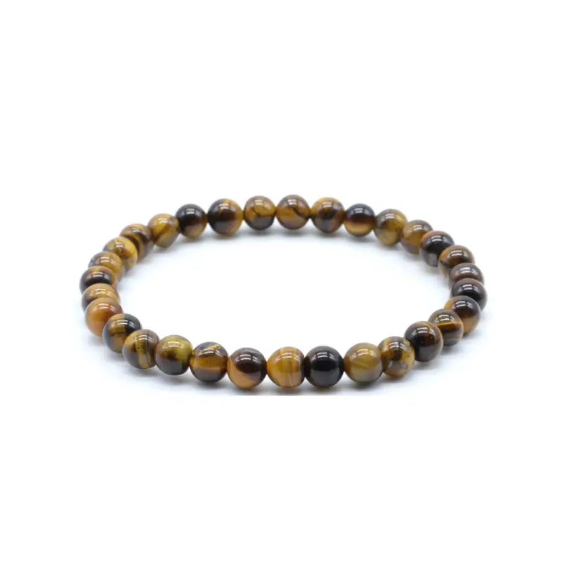Bracelet en Œil de Tigre – Pierre de protection et de confiance -pierres naturelles – perles de 6 mm- Couleur brun doré avec reflets chatoyants- nature-ailes.fr
