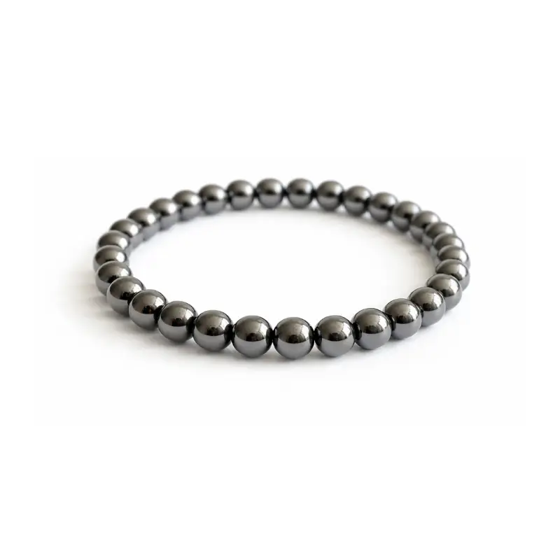 Bracelet Hématite – Pierre d’ancrage et de protection-pierres naturelles – perles de 6 mm- Couleur gris métallisé à noir- nature-ailes.fr