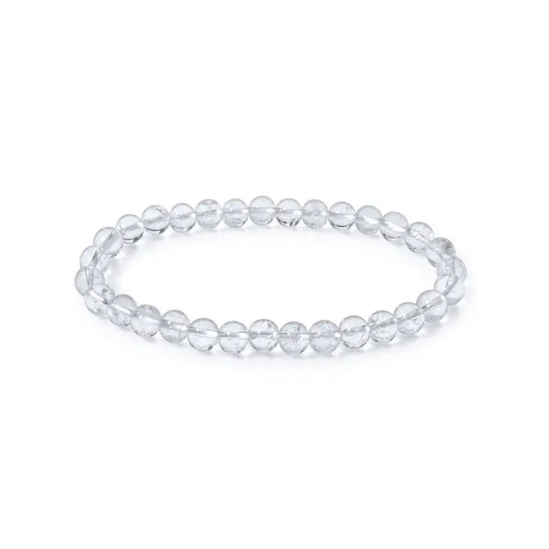 Bracelet en Cristal de Roche – Pierre d’énergie et de purification- pierres naturelles - perles de 6mm - Couleur transparent à translucide - nature-ailes.fr