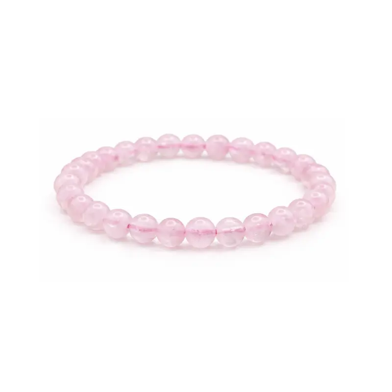 Bracelet en Quartz Rose – Pierre d’amour et de douceur -pierres naturelles – perles de 6 mm- Couleur rose pâle à rose plus soutenu- nature-ailes.fr