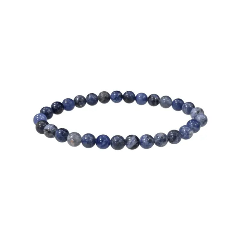 Bracelet en Sodalite – Pierre de communication et de sérénité -pierres naturelles – perles de 6 mm- Couleur bleu avec veines blanches- nature-ailes.fr