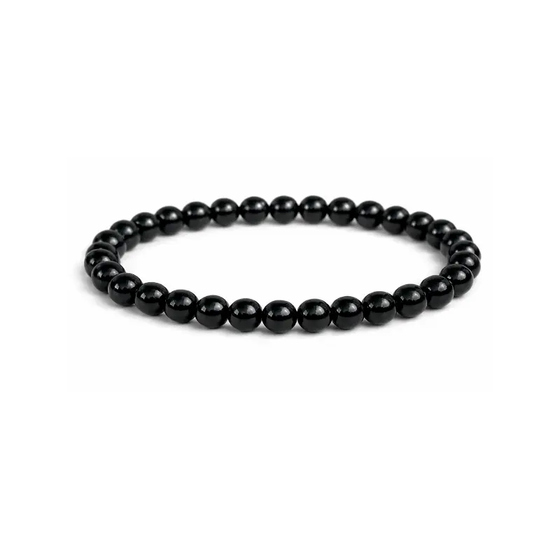 Bracelet en Tourmaline Noire – Pierre de protection puissante -pierres naturelles – perles de 6 mm- Couleur noir profond- nature-ailes.fr