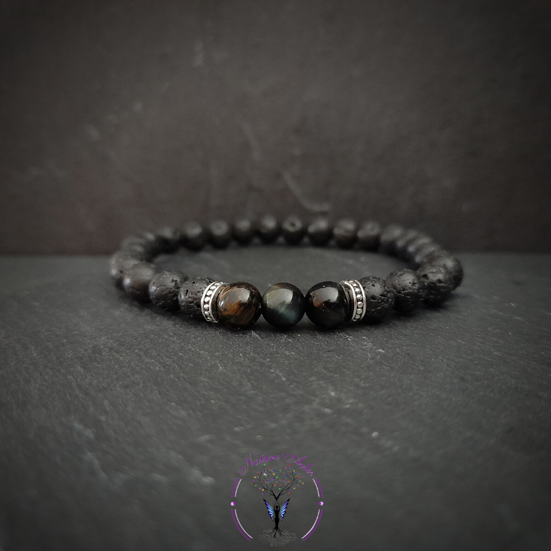 Bracelet vision volcanique Œil de Faucon 6 mm