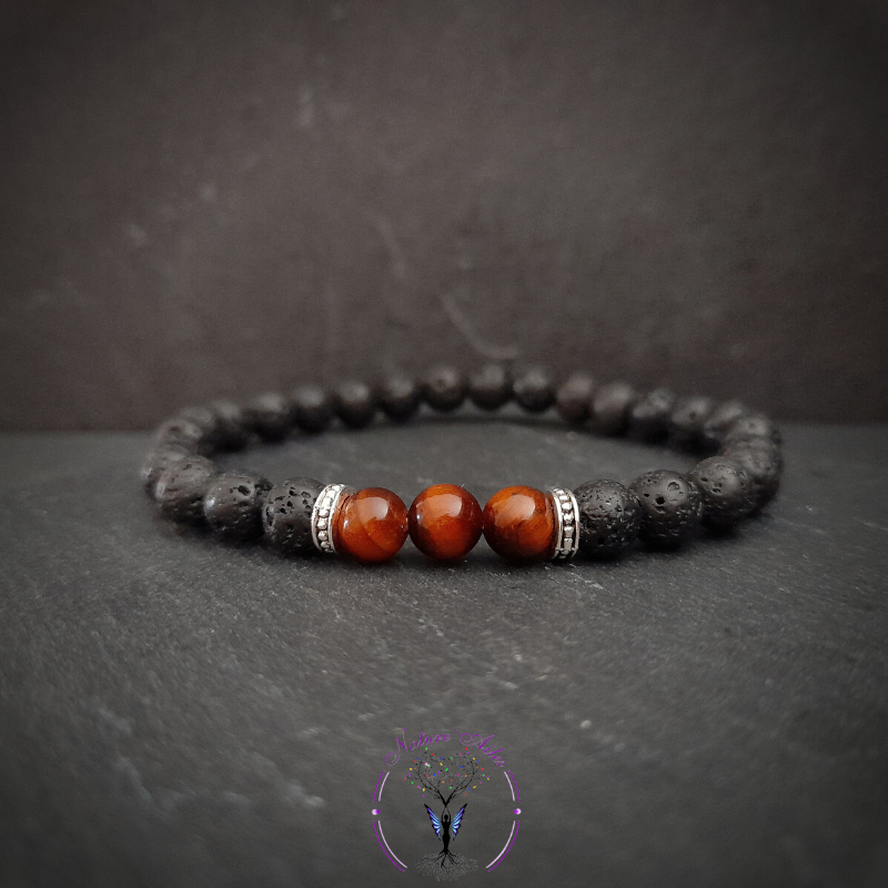 Bracelet vision volcanique Œil de taureau 6 mm