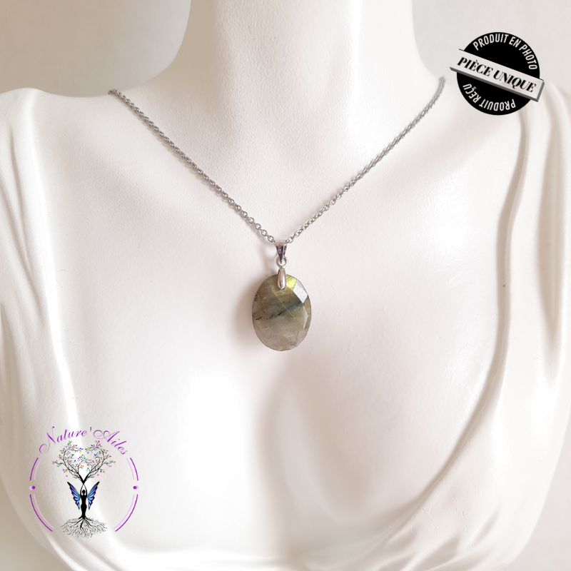 Pendentif Labradorite ovale facetté