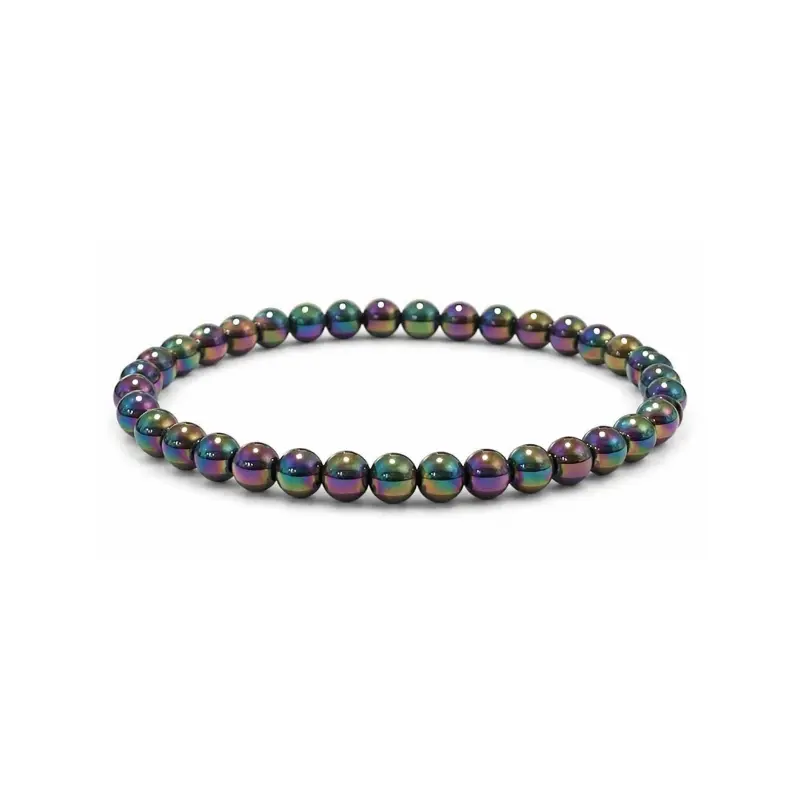 Bracelet en Hématite Rainbow – Pierre d’ancrage et de protection -pierres naturelles – perles de 6 mm- Couleur reflets multicolores métallisés- nature-ailes.fr